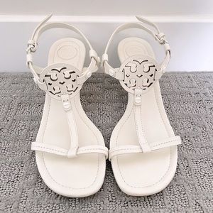 Tory Burch Miller Wedge Sandals in White